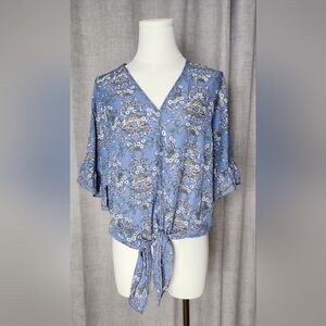 Max Studio Floral Blue Women's Top | SMALL